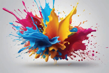 Colorful Paint splashes background. Colorful paint splash. Isolated design element on the transparent background. Splashing of the color paint. Colorful paint splash.