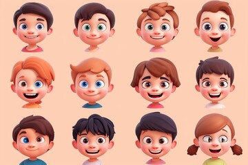 Sticker - set of cartoon faces