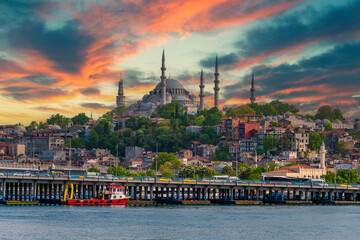 Wall Mural - Suleymaniye Mosque view from Halic in Istanbul