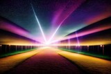 Fototapeta Fototapety przestrzenne i panoramiczne - Futuristic light tunnel in the night. 3D rendering.