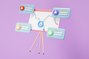 Poster - Brainstorming teamwork concept. meeting planing strategy business  collaboration in presentation business management development analytics success. 3d render illustration