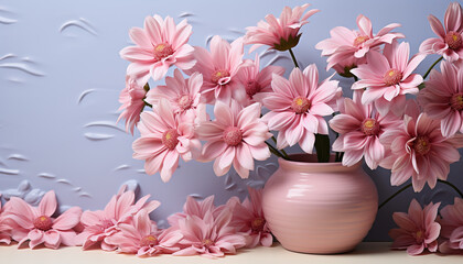 Canvas Print - A fresh bouquet of pink flowers brings beauty to the table generated by AI