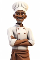 Wall Mural - Black chef mascot with crossed arms