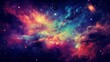 Amazing Space Nebula with Glowing Stars and Colorful Clouds