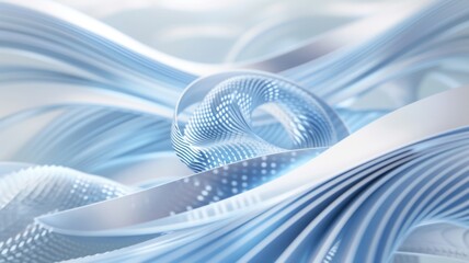 Poster - Blue Swirl Digital Art Elegance - A visually soothing digital art piece with elegant blue swirls, conveying motion and fluidity