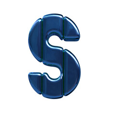 Symbol made of blue vertical blocks. letter s