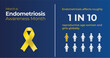 © Carl - Endometriosis Awareness Month campaign banner. Key facts sheet showing prevalence. Observed in March yearly.