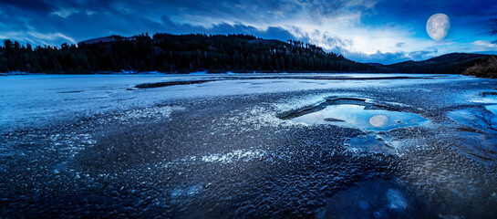 Wall Mural - frozen lake and moon