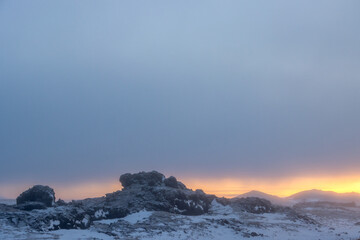 Sunset at the Myvatn lake, North Iceland