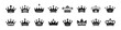 © Jafree - Crown icons set. Simple, black silhouettes of royal crowns. Vector illustration isolated on white background. Ideal for logos, emblems, insignia. Can be used in branding, web design.