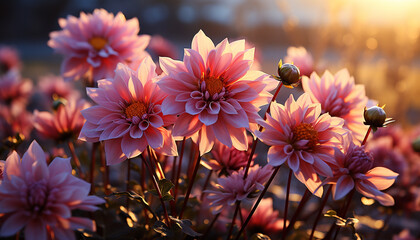 Poster - The vibrant daisy blossoms in the meadow, attracting colorful insects generated by AI