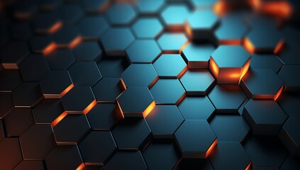Aufkleber - abstract black wallpaper, red, orange hexagons, mosaics, 3d effects, warm-toned abstraction, geometr