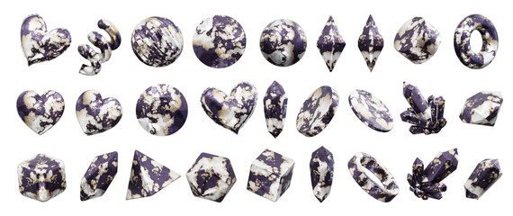 Fototapete - Element Object marble geometry collection isolated background 3d rendering 