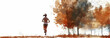 © S photographer - Watercolor, back view of female athlete in exercise clothes running in the park.