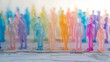 Colorful human figurines in simple shapes Generative AI