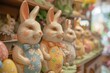Happy Easter Eggs Basket whimsical. Bunny in flower easter good friday decoration Garden. Cute hare 3d dimpled easter rabbit spring illustration. Holy week Renewal card wallpaper Easter vigil