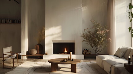 Wall Mural - Living room with fireplace