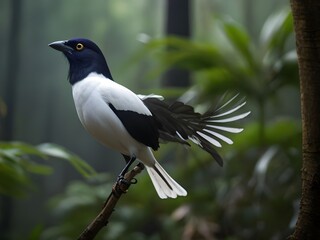 Wall Mural - Beautiful bird in nature,  blurry background, bird in a tropical garden