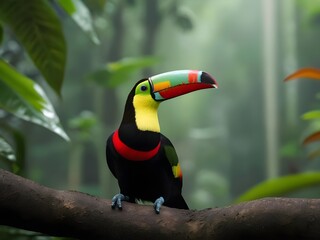 Wall Mural - Beautiful bird in nature,  blurry background, bird in a tropical garden