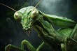 Green Praying mantis leaves. Insect bug. Generate Ai