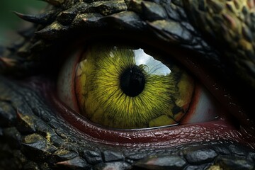 dinosaur eye closeup. reptile face. generate ai