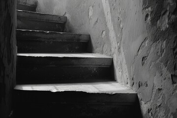 Poster - a black and white photo of a set of stairs. suitable for architectural and abstract concepts