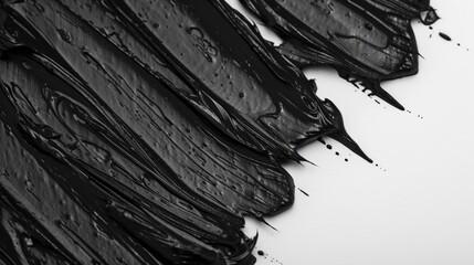 Poster - Black paint close up on a white surface. Can be used for various art and design projects