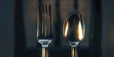 Poster - A simple image featuring a fork and a spoon placed next to each other. This versatile picture can be used in various contexts