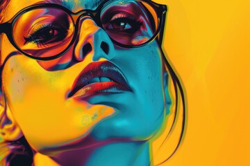 Aufkleber - Close up of a woman wearing glasses. Suitable for various professional or academic concepts