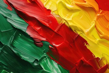 Poster - A close-up view of a vibrant painting showcasing a variety of different colors. This picture can be used to add a burst of color and creativity to any project or design