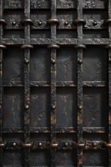 Poster - A close up of a jail cell door. Can be used to depict prison, incarceration, or crime-related themes