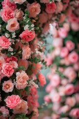 Poster - A close-up view of a bunch of pink flowers. Perfect for adding a touch of color and beauty to any project