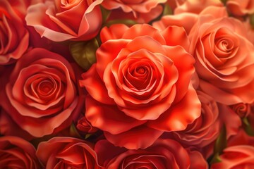 Poster - A close up photograph of a bunch of vibrant red roses. Perfect for expressing love and romance.