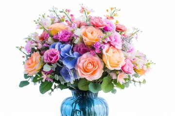 Wall Mural - Colorful flower bouquet centerpiece isolated on white