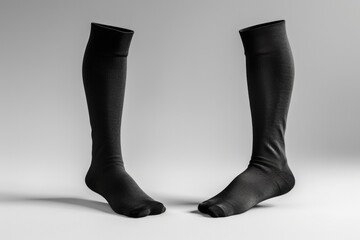 Poster - A close-up image of a person's legs wearing black socks. Suitable for various uses