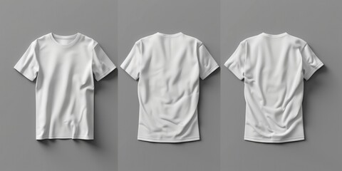 Poster - A collection of three different views of a white t-shirt. Versatile and suitable for various uses