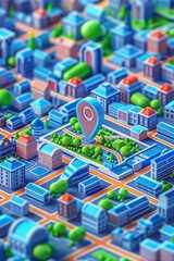 Aufkleber - A city map with a pin in the middle. Can be used for navigation or to mark a specific location