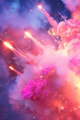 Canvas Print - A vibrant bunch of pink smoke creating a colorful display in the air. This image can be used to add a touch of magic and excitement to various projects