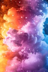 Wall Mural - A vibrant rainbow colored cloud of smoke against a black background. Perfect for adding a burst of color and creativity to any project