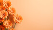 foto of orange calendula flowers on side of pastel light orange background with copy space