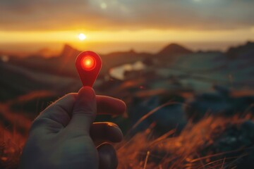 Aufkleber - A person holding a red light. Can be used for signaling, warnings, or traffic-related concepts