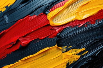 Poster - Close up view of red, yellow, and black paint. Perfect for art projects or creative designs