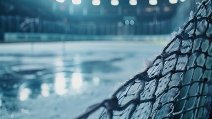 Sticker - A detailed view of the net on a hockey field. Perfect for sports enthusiasts and hockey fans