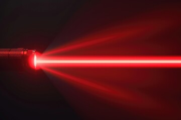 Poster - A bright red light emitting from a flashlight. Perfect for illuminating dark spaces and creating a sense of urgency or danger