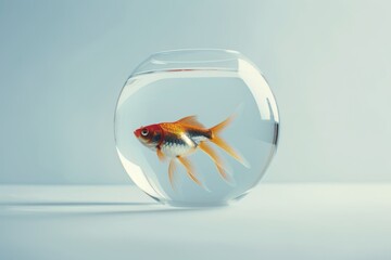 Wall Mural - Fish bowl magnified on white background
