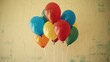 © Shanti - a bunch of balloons floating in the air on top of a white vase with red, yellow, blue, and green balloons.