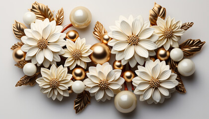 Wall Mural - Shiny gold jewelry symbolizes elegance and luxury in nature generated by AI