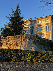 Bergamo alta During a beautiful sunset. Christmas trip to Bergamo, Italy, Lombardy 25.12.2023