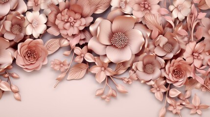 Wall Mural -  Background with different flowers in Copper Rose color