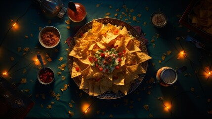 Wall Mural - Nachos and Salsa on Table